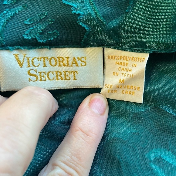 Vintage Victoria Secret Emerald Green Slip Dress M Satin Floral Y2K Whimsigoth - Picture 5 of 9
